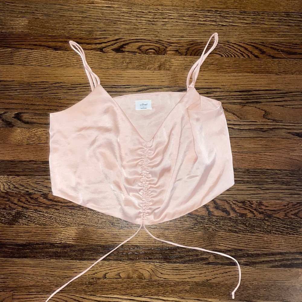 Aritzia silk top in a size large, color is blush pink